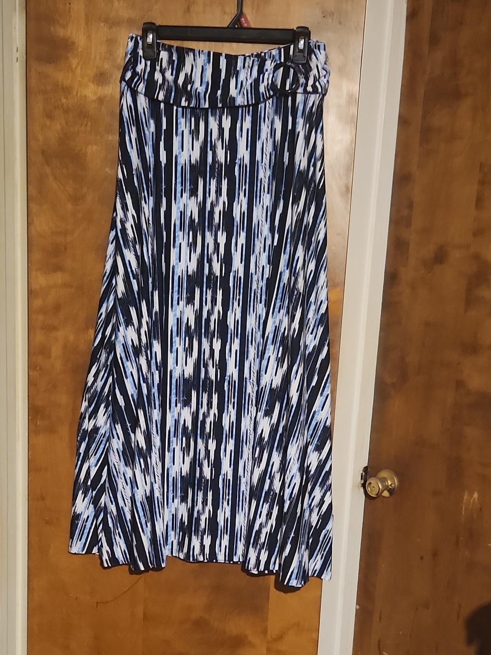 Women's Blue and White Striped Maxi Skirt